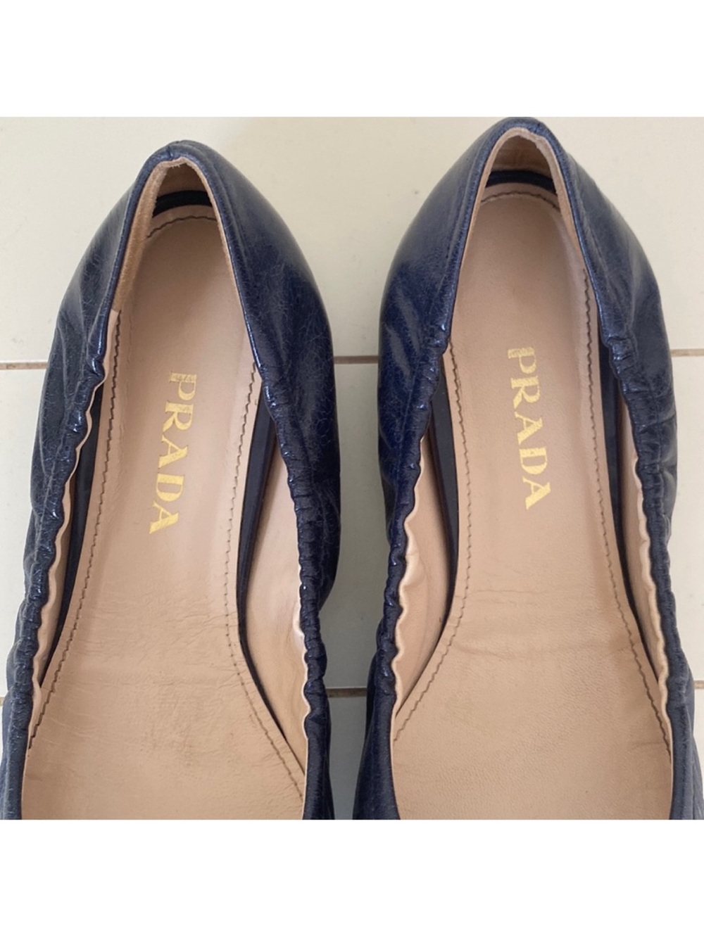 PRADA shoes loafers flats size 39.5, 9.5 blue leather - Picture 3 of 6
